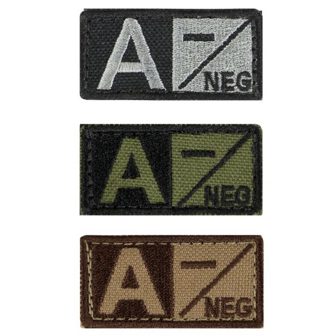 A- BLOOD TYPE PATCH WITH VELCRO.